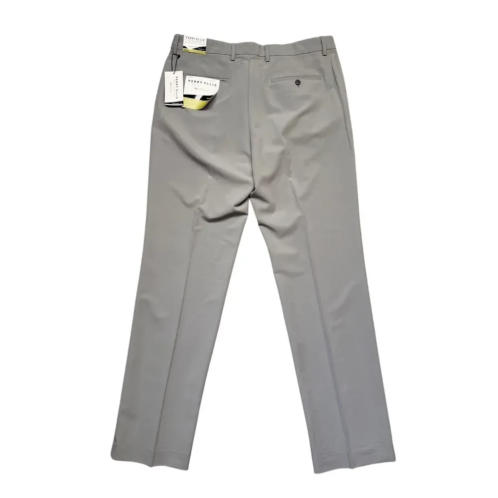 Perry Ellis Portfolio Men's Modern-Fit Stretch Pants Chiseled Stone 36x34 $95